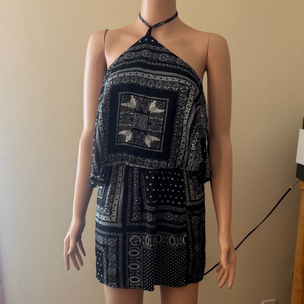 Black and White Halter Dress